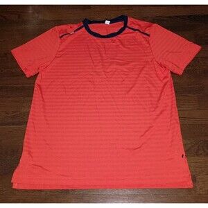 Rhone Shirt Mens Large Red Orange Navy Blue Short Sleeve Performance Vented Tee